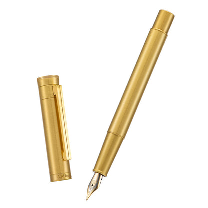 HONG DIAN Forest Pro Silver Stainless Steel Fountain Pen, Extra Fine Nib Classic Design Smooth Writing Pen with Converter and Metal Pen Case Set