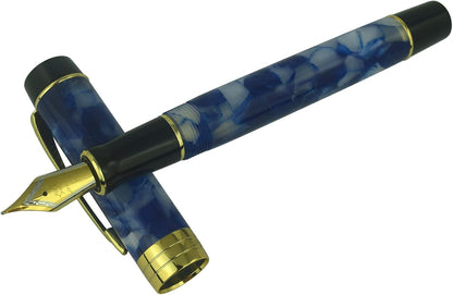 Jinhao Century Series 100 Fountain Pen, Dark Blue Marble, 18KGP Fine Nib With Ink Converter, Arrow Clip, Gift Box