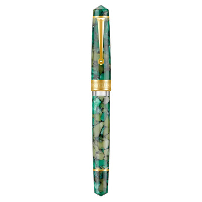Asvine P20 Piston Fountain Pen Gradual Yellow Resin, Iridium Extra Fine Nib Gold Trim Smooth Writer Collection with Case Set