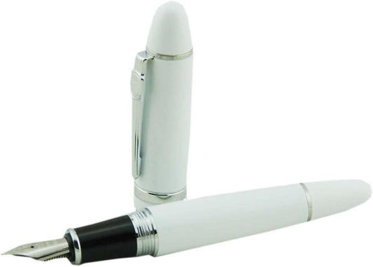 Lanxivi Jinhao 159 Fountain Pen Snow White Color Silver Trim with Removeable Converter