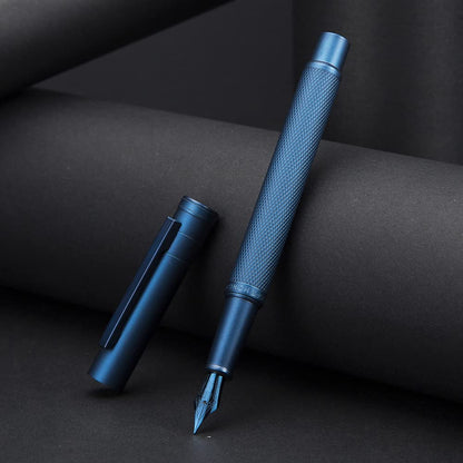 Hongdian Dark Blue Forest Fountain Pen Bent Nib Beautiful Tree Texture Excellent Metal Writing Pen