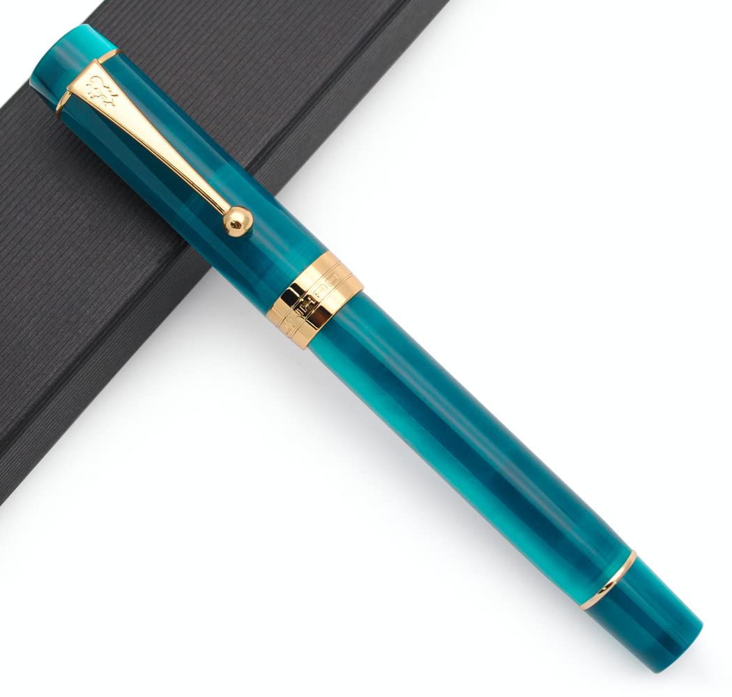 JINHAO 100 Fountain Pen with Ink Converter (Medium Nib 0.7mm, Light Blue)
