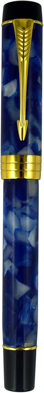 Jinhao Century Series 100 Fountain Pen, Dark Blue Marble, 18KGP Fine Nib With Ink Converter, Arrow Clip, Gift Box
