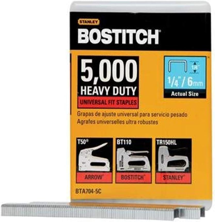 BOSTITCH BTA704-5C Heavy Duty Domestic Use Staples, 1/4 x 2/5-Inch, 5000-Pack