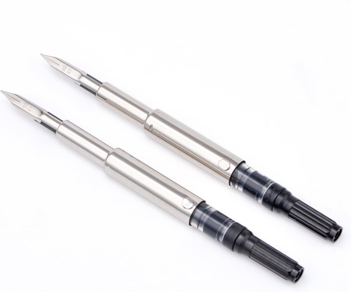 2PCS Jinhao 10 Fountain Pen Nib Section Set for Replacement, Iridium Stainless Extra Fine Nib with 5.5mm Diameter Ink Converter Set
