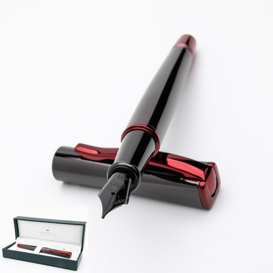 Monteverde USA Impressa Fountain Pen Gun Metal with Red Trim - Extra Fine Point - JoWo German Nib