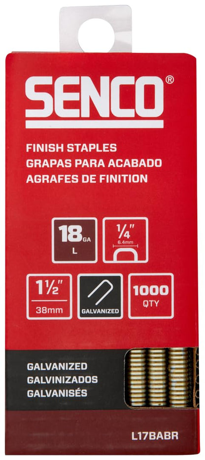 SENCO Collated Medium Wire Staples, Galvanized, 18 GA (L17BABR) 1,000 Box
