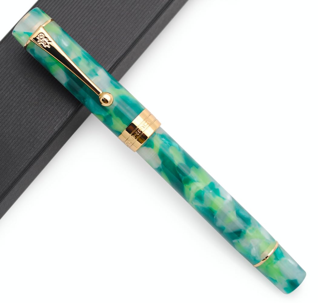 JINHAO 100 Fountain Pen with Ink Converter (Medium Nib 0.7mm, Light Blue)