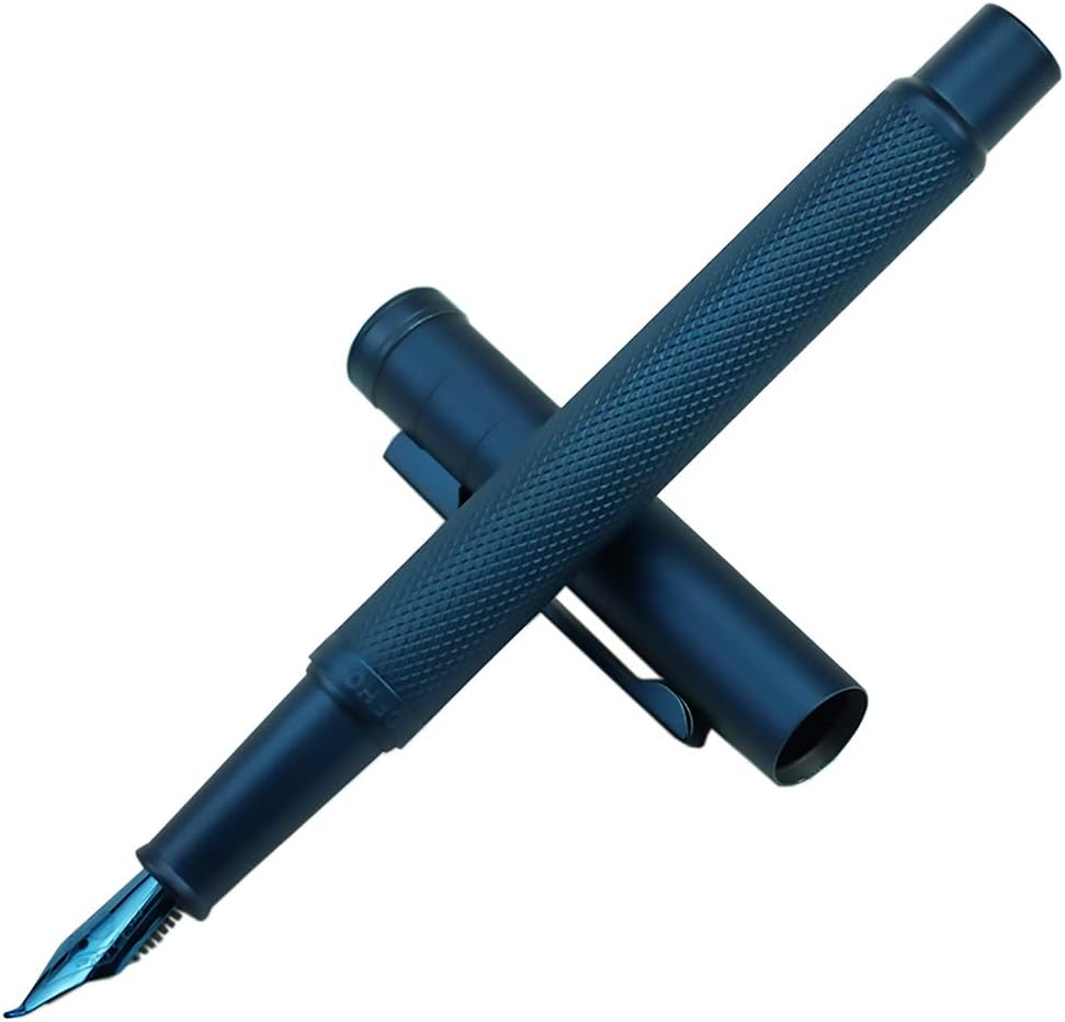 Hongdian Dark Blue Forest Fountain Pen Bent Nib Beautiful Tree Texture Excellent Metal Writing Pen