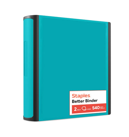 Staples Better Binder, 3 Inch D-Ring, Blue, Reinforced Rubber Spine