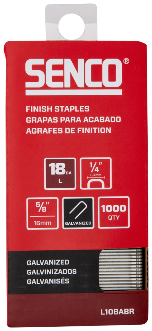 SENCO Collated Medium Wire Staples, Galvanized, 18 GA (L17BABR) 1,000 Box