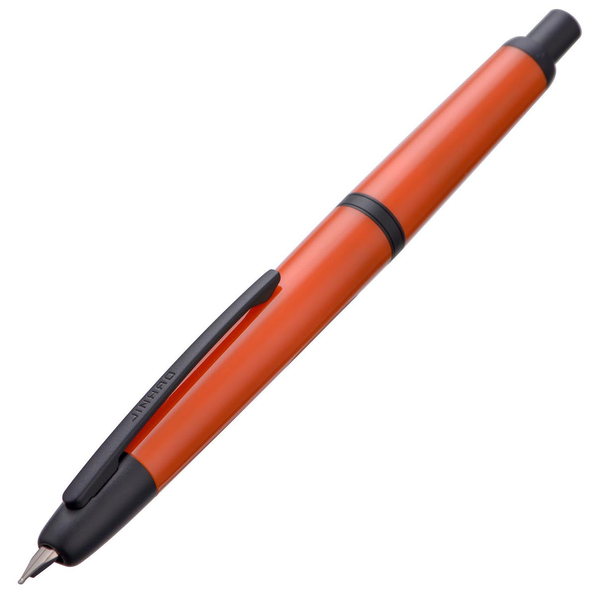 Jinhao 20 Press Fountain Pen, Snow White Retractable Medium Nib with Ink Converter Set (Silver Clip)