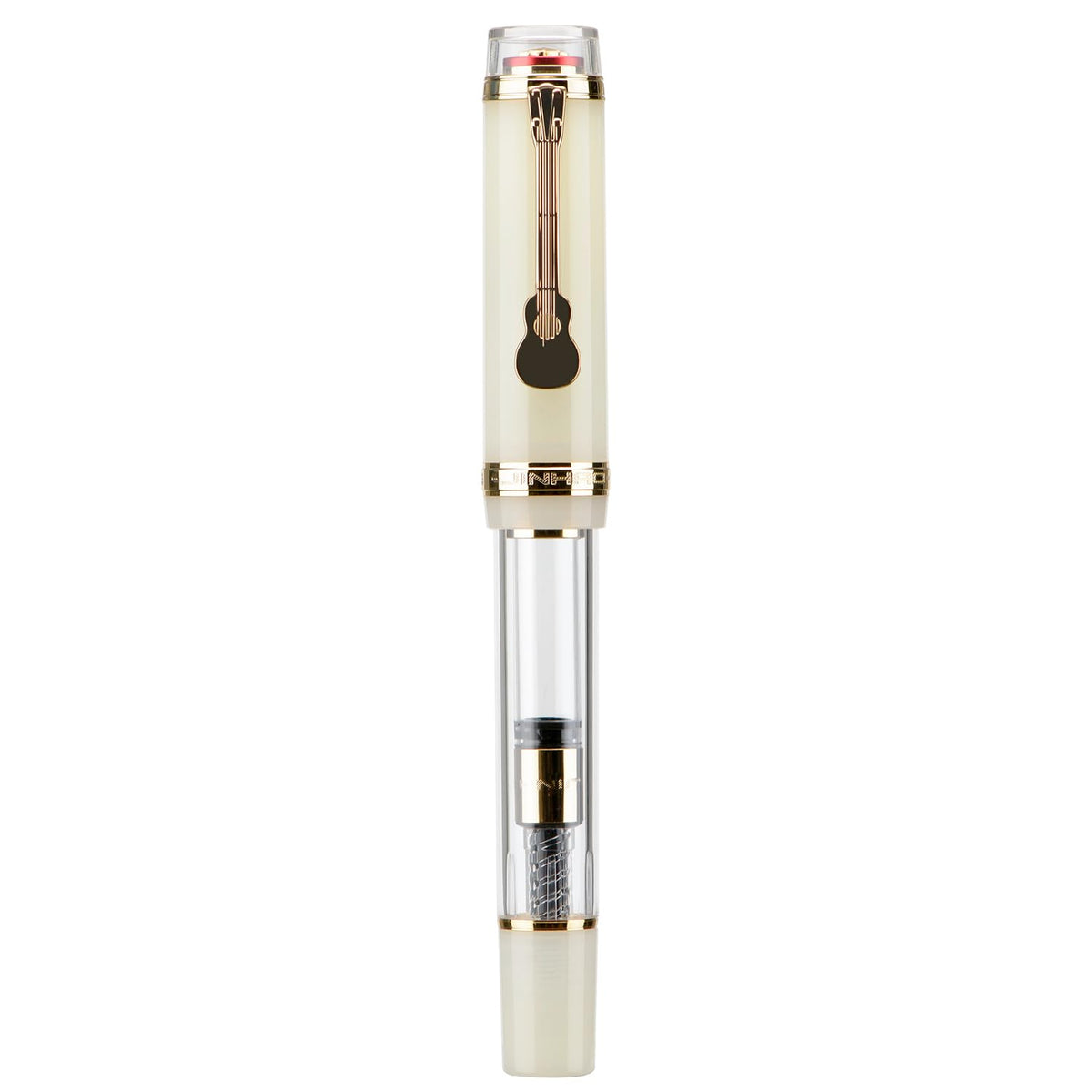 Jinhao 1935 Tiandao Series Fountain Pen, Size 8 Fine Nib Palace Red & Transparent Acrylic with Guitar Clip and Large Capacity Converter