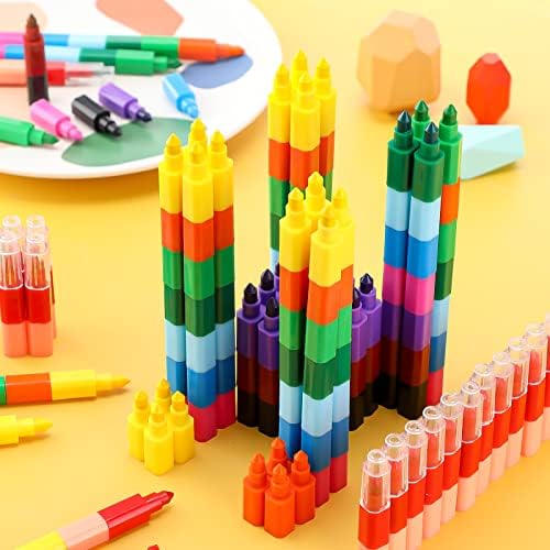 Gersoniel 72 Pcs Stackable Crayons, Stacking Buildable 12 Colors Crayons
