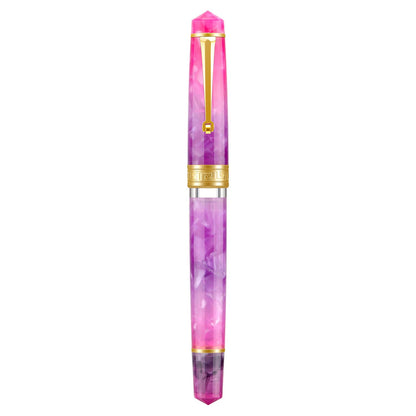 Asvine P20 Piston Fountain Pen Gradual Yellow Resin, Iridium Extra Fine Nib Gold Trim Smooth Writer Collection with Case Set