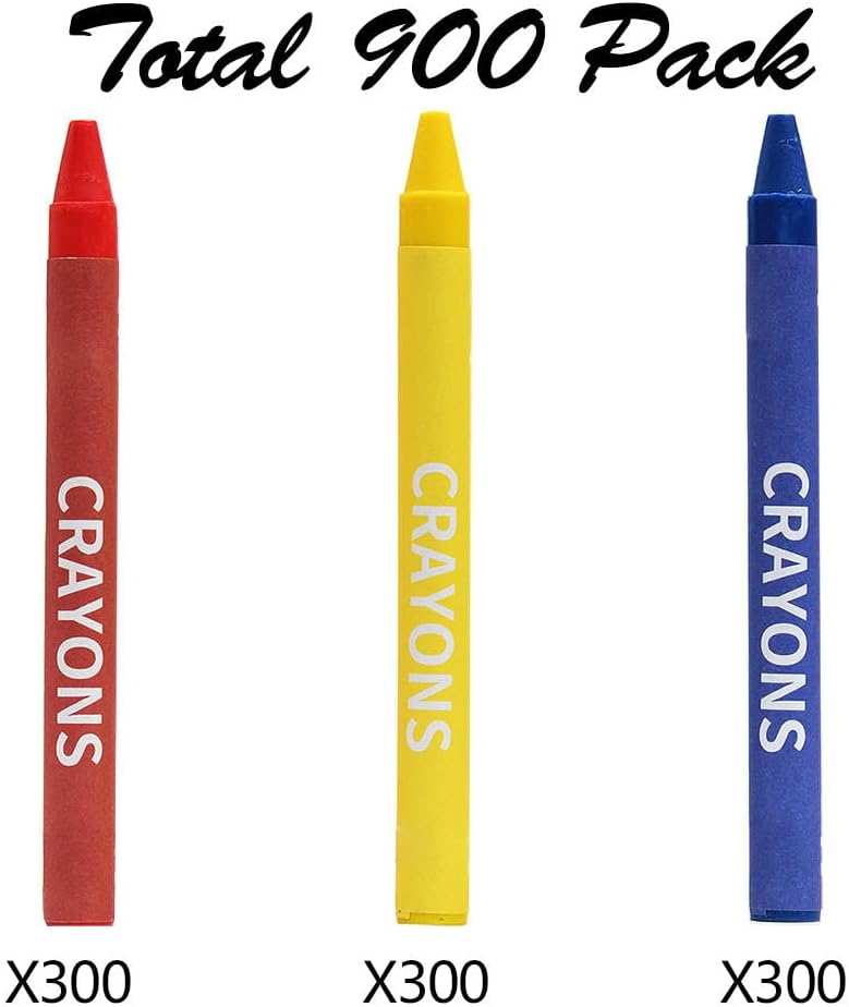 Madisi Crayons Bulk Pack, Regular Size, 3 Colors, 300 Packs, 900 Count