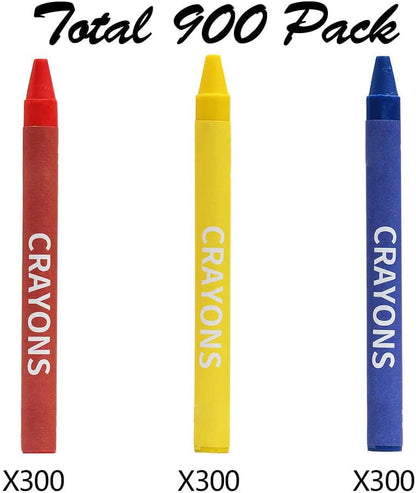 Madisi Crayons Bulk Pack, Regular Size, 3 Colors, 300 Packs, 900 Count