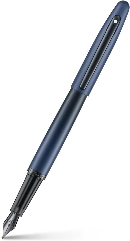 Sheaffer VFM Fountain Pen | E9429 Matt Blue with Black Trims with PVD | Fine Nib with Converter | Premium Fountain Pen