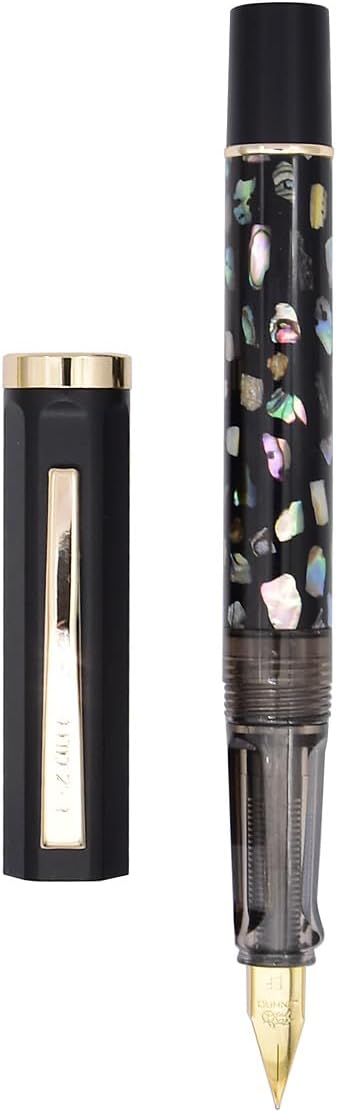 Jinhao 58 Fountain Pen, Iridium Extra Fine Nib with Shell Carving Classic Design Smooth Writing Fountain Pen with Ink Converter - Black