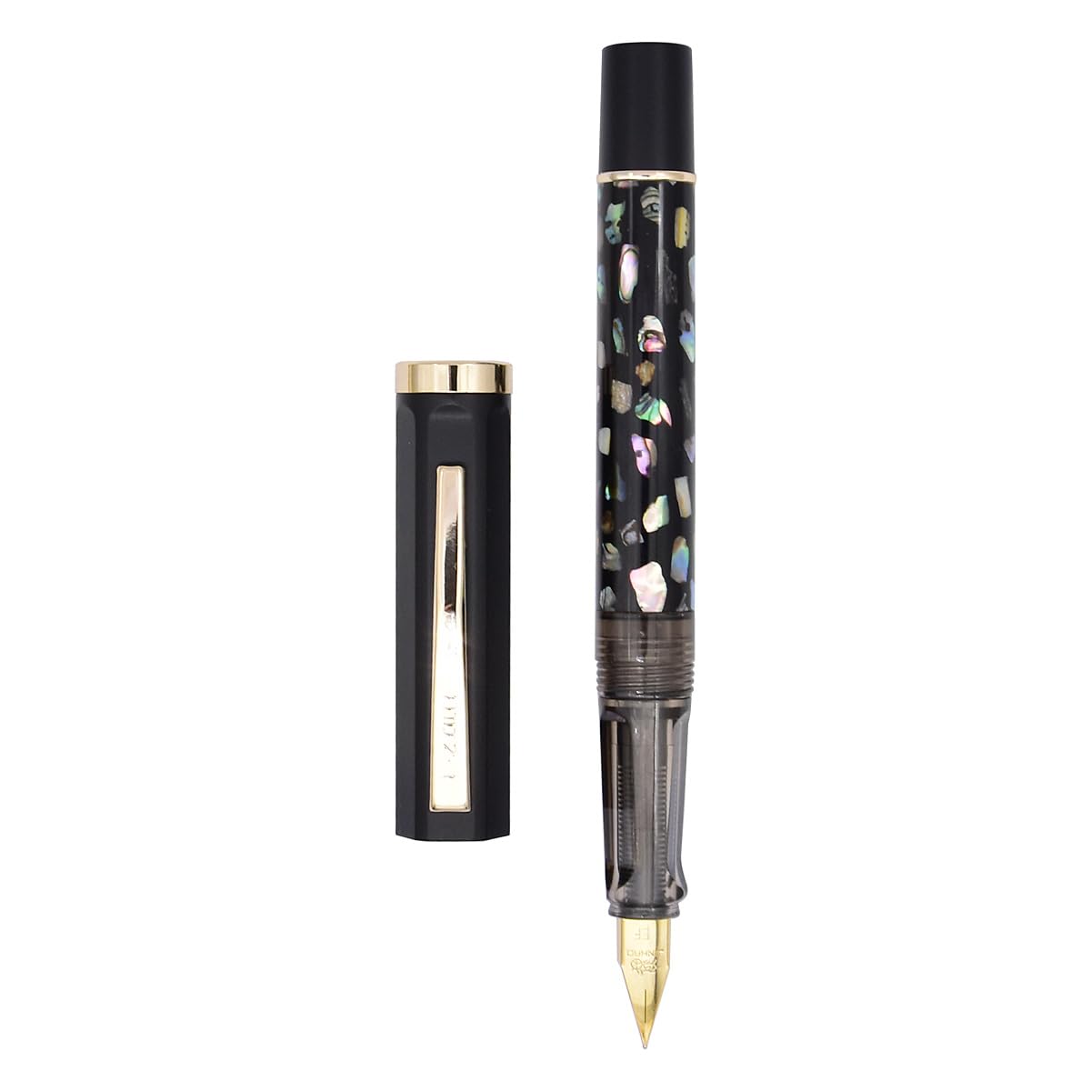 Jinhao 58 Fountain Pen, Iridium Extra Fine Nib with Shell Carving Classic Design Smooth Writing Fountain Pen with Ink Converter - Black