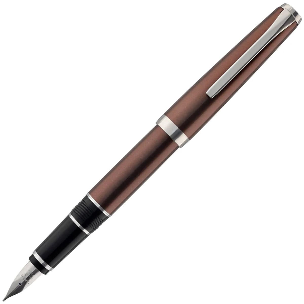 PILOT Metal Falcon Collection Fountain Pen, Brown Barrel, Fine Nib (60572)