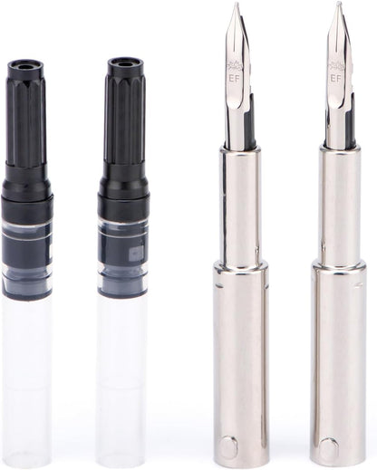 2PCS Jinhao 10 Fountain Pen Nib Section Set for Replacement, Iridium Stainless Extra Fine Nib with 5.5mm Diameter Ink Converter Set