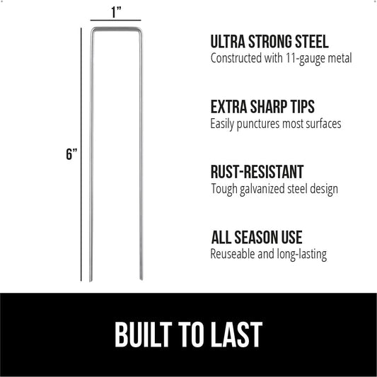 GORILLA GRIP Premium Landscape Staples, 6 Inch Garden Stakes 50 Pack