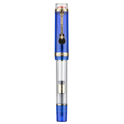 Jinhao 1935 Tiandao Series Fountain Pen, Size 8 Fine Nib Palace Red & Transparent Acrylic with Guitar Clip and Large Capacity Converter