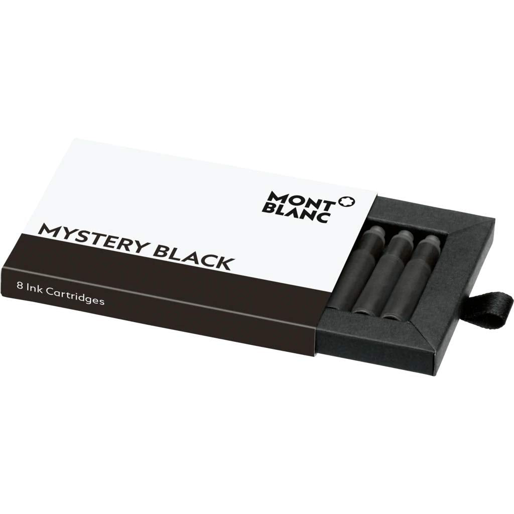 Montblanc Ink Cartridges Midnight Blue 105195 – Short International Standard Fountain Pen Refills in Blue-Black – 8 Pen Cartridges