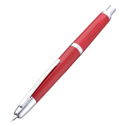 Jinhao 20 Press Fountain Pen, Snow White Retractable Medium Nib with Ink Converter Set (Silver Clip)
