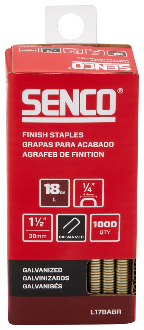 SENCO Collated Medium Wire Staples, Galvanized, 18 GA (L17BABR) 1,000 Box