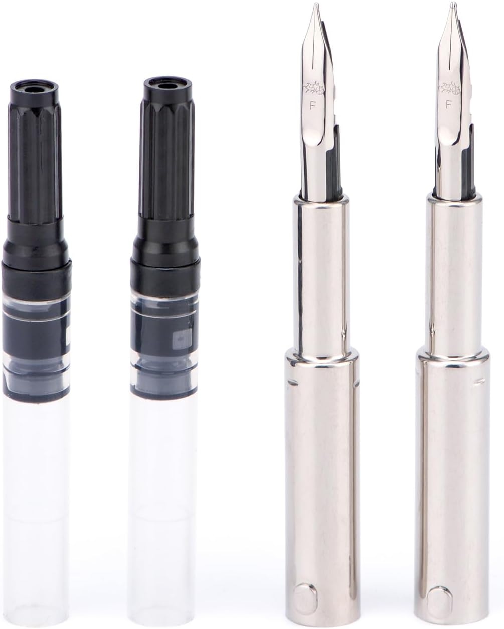 2PCS Jinhao 10 Fountain Pen Nib Section Set for Replacement, Iridium Stainless Extra Fine Nib with 5.5mm Diameter Ink Converter Set