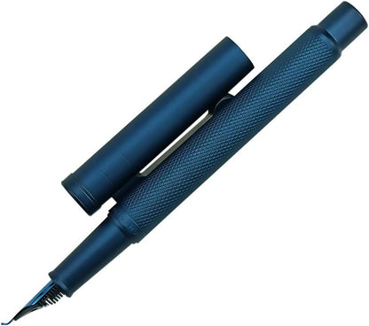 Hongdian Dark Blue Forest Fountain Pen Bent Nib Beautiful Tree Texture Excellent Metal Writing Pen