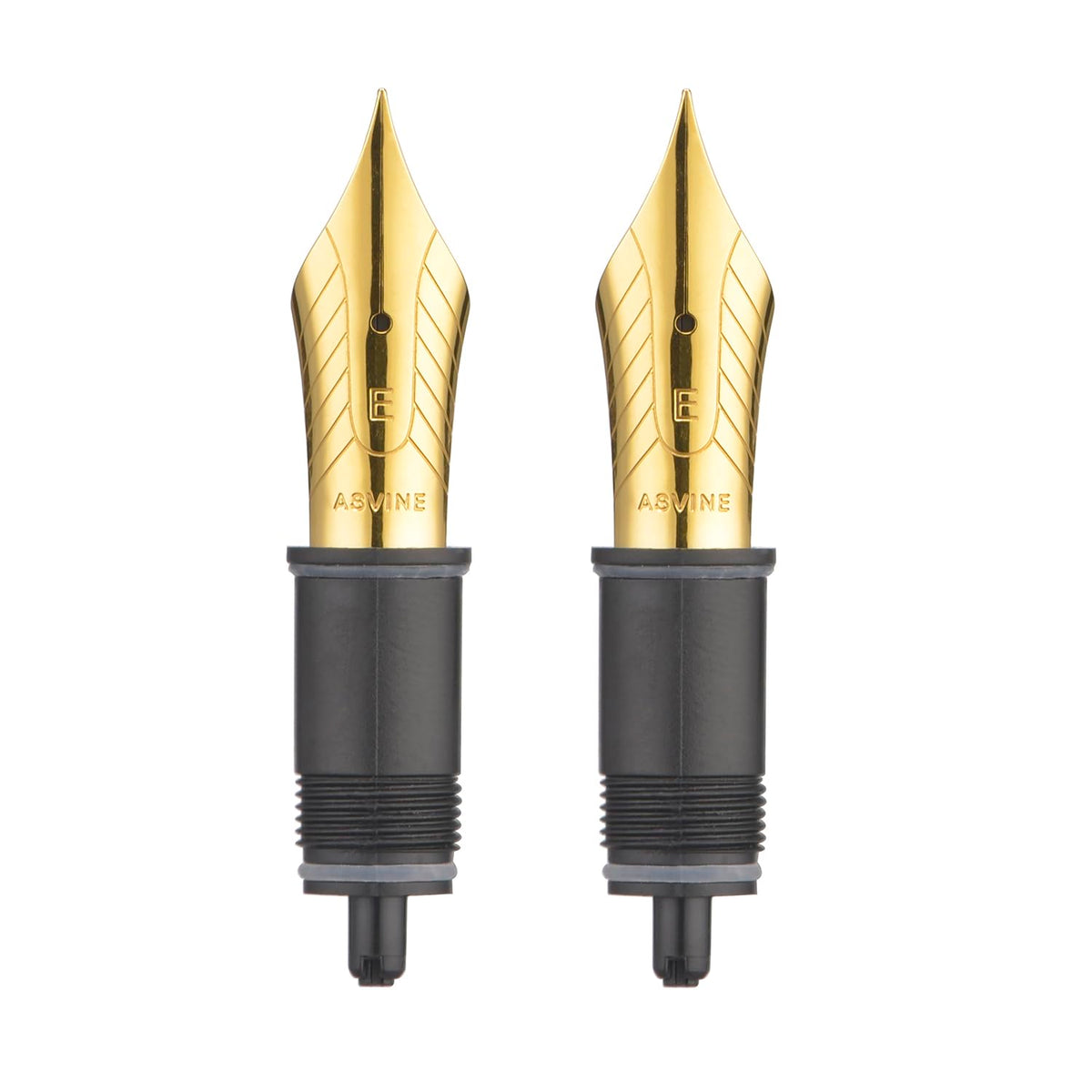 Asvine Set of 2 Number 8 Fountain Pen Replacement 1.1 Stub Nib - Compatible with C2000, V800 and C80- Gold