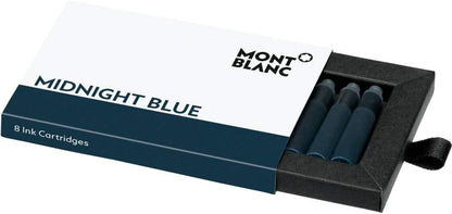 Montblanc Ink Cartridges Midnight Blue 105195 – Short International Standard Fountain Pen Refills in Blue-Black – 8 Pen Cartridges