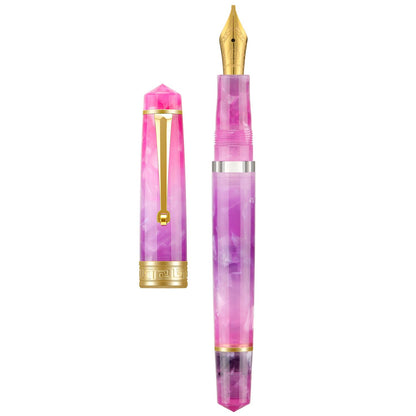 Asvine P20 Piston Fountain Pen Gradual Yellow Resin, Iridium Extra Fine Nib Gold Trim Smooth Writer Collection with Case Set