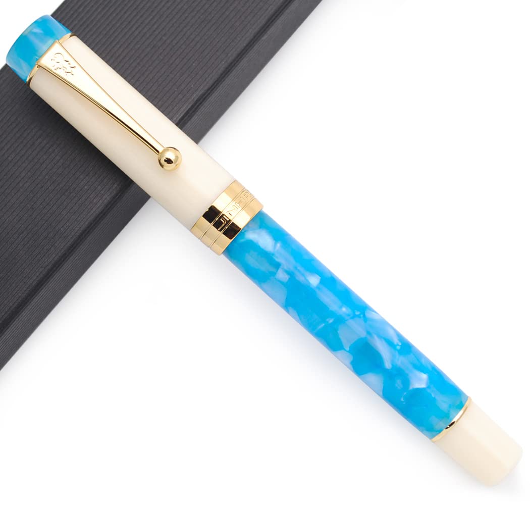 JINHAO 100 Fountain Pen with Ink Converter (Medium Nib 0.7mm, Light Blue)