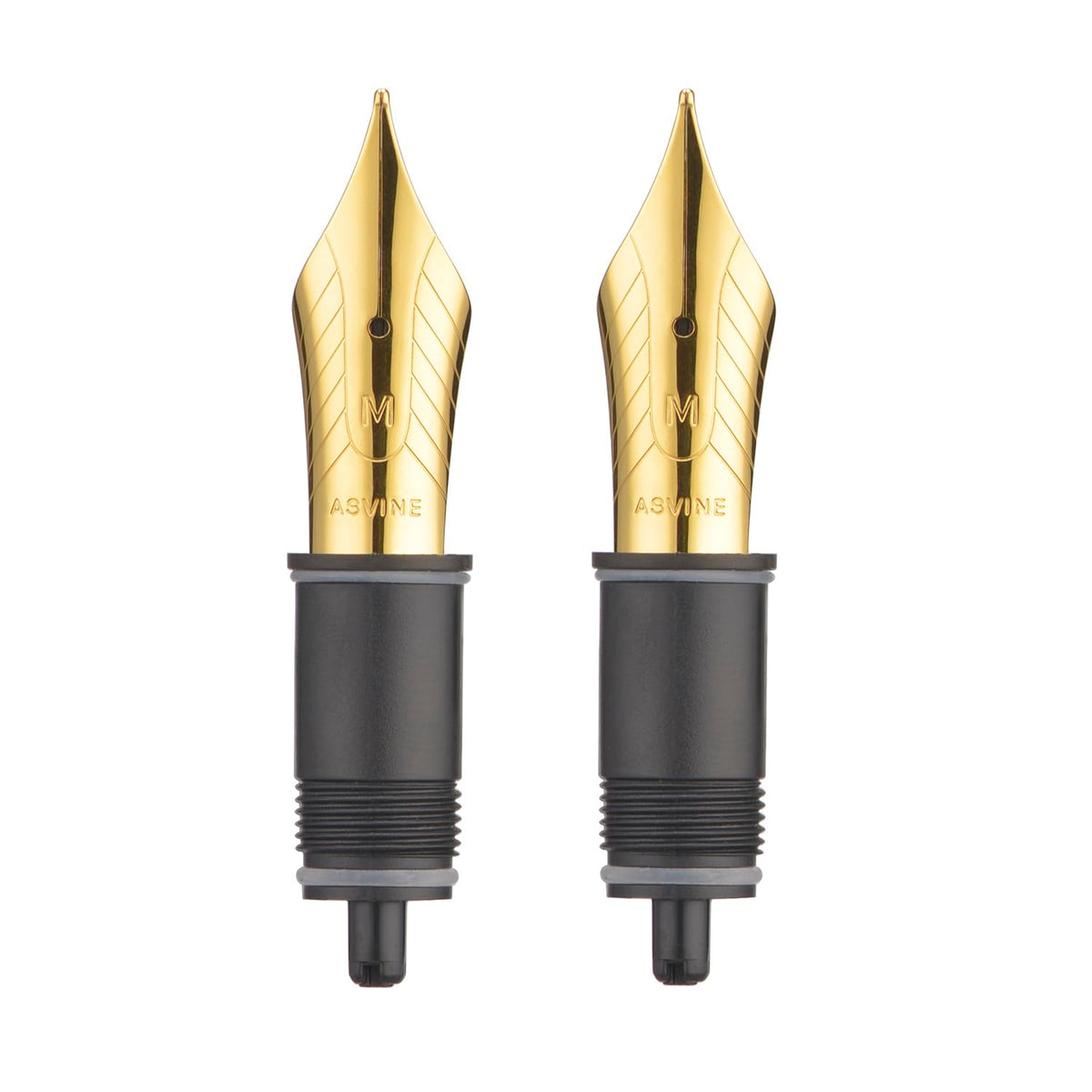 Asvine Set of 2 Number 8 Fountain Pen Replacement 1.1 Stub Nib - Compatible with C2000, V800 and C80- Gold