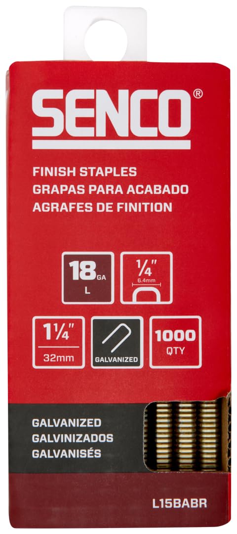 SENCO Collated Medium Wire Staples, Galvanized, 18 GA (L17BABR) 1,000 Box