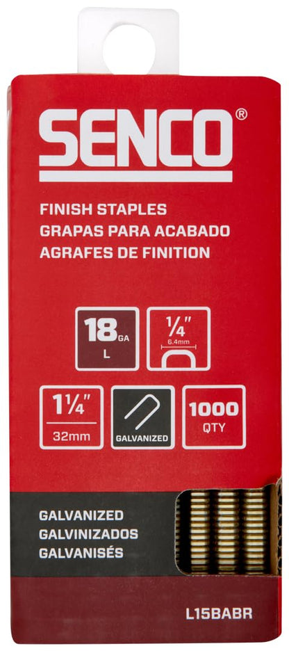 SENCO Collated Medium Wire Staples, Galvanized, 18 GA (L17BABR) 1,000 Box