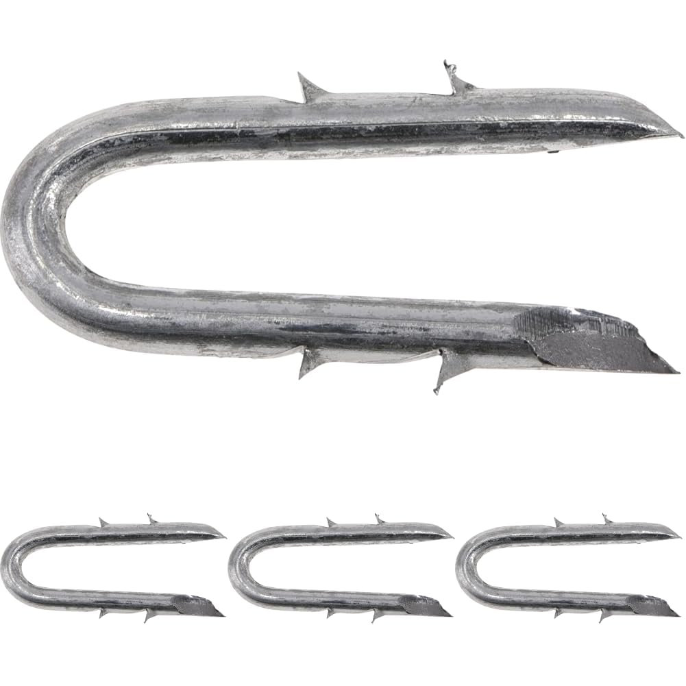 Double Barbed Fence Staples, #8 x 1-1/2in, 5lbs, Gray
