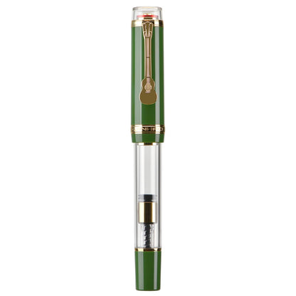 Jinhao 1935 Tiandao Series Fountain Pen, Size 8 Fine Nib Palace Red & Transparent Acrylic with Guitar Clip and Large Capacity Converter