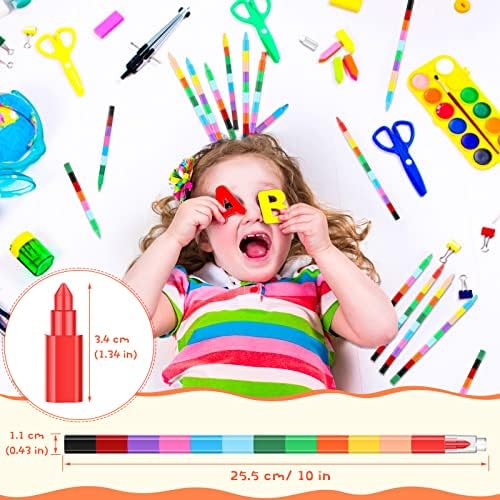 Gersoniel 72 Pcs Stackable Crayons, Stacking Buildable 12 Colors Crayons