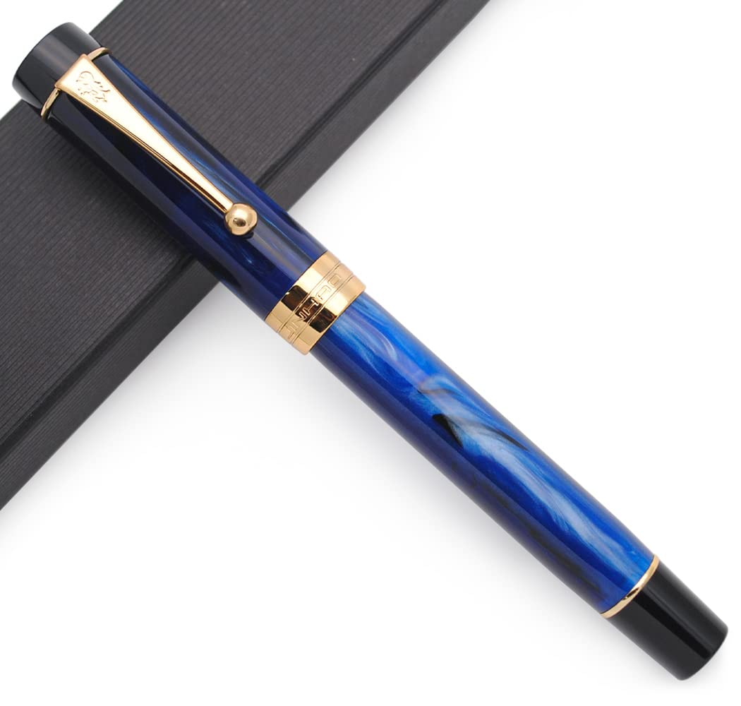 JINHAO 100 Fountain Pen with Ink Converter (Medium Nib 0.7mm, Light Blue)