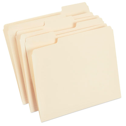 Staples File Folders, Letter Size, 1/3-Cut Tabs, Manila, 100/Pack