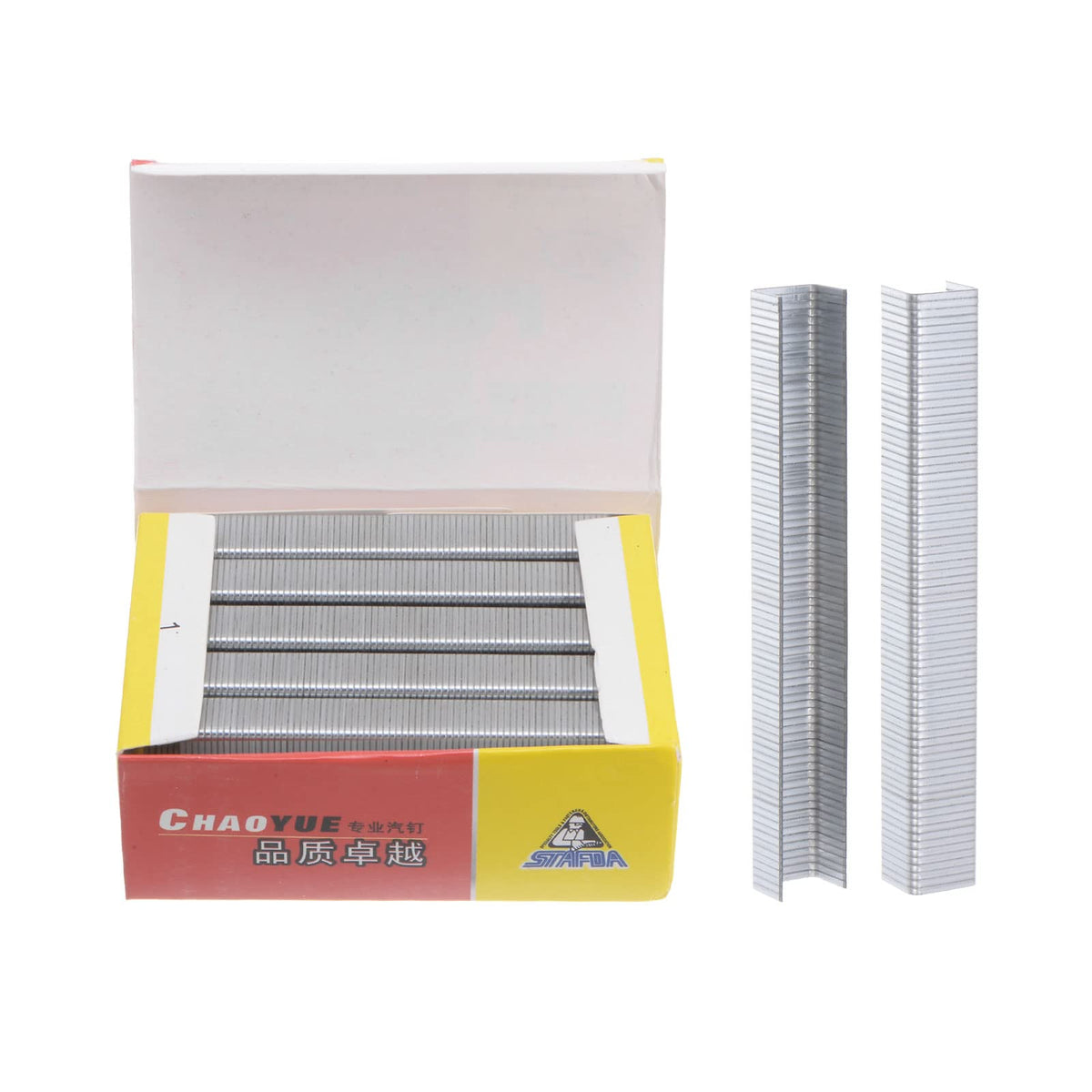HARFINGTON 2800pcs 1003J 20Ga 3/7-inch Crown 1/8-inch Staples U-Shaped Galvanized Straight Brad Nails with Storage Box for Woodworking DIY Decoration, Silver Tone