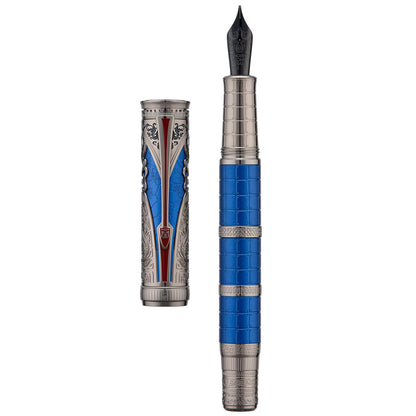 Hongdian D5X Fountain Pen Black Fine Nib, Qin Dynasty Retro Chinese Totem Engraving with Converter and Pen Box Set