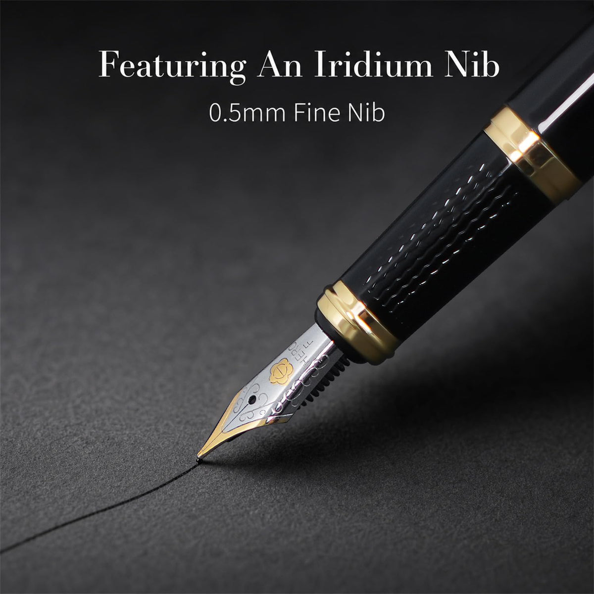HERO 6177 Green Metal Fountain Pen, 0.5mm Smooth Iridium Fine Nib, Rotary Ink Converter Included, Fits 3.4mm Standard Ink Cartridges (Cartridges NOT Included), Writing Pen for Office & Journaling