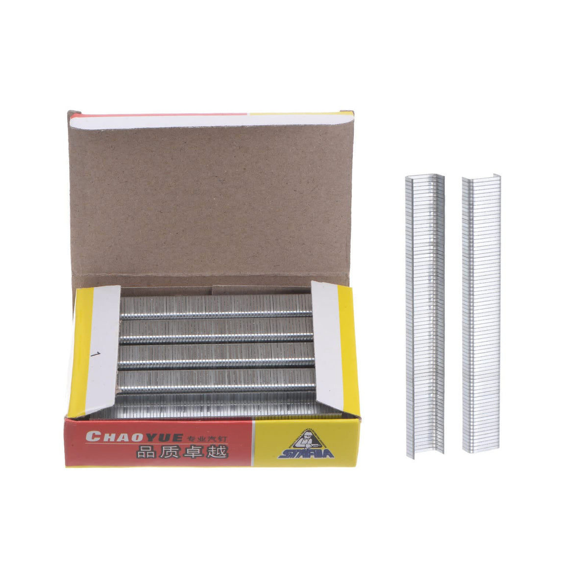 HARFINGTON 2800pcs 1003J 20Ga 3/7-inch Crown 1/8-inch Staples U-Shaped Galvanized Straight Brad Nails with Storage Box for Woodworking DIY Decoration, Silver Tone