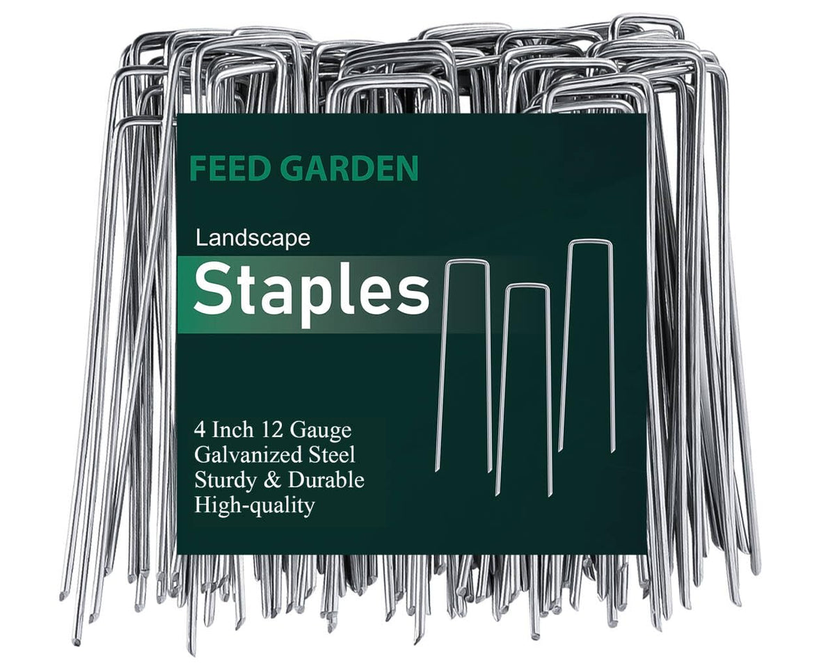 FEED GARDEN 6 Inch 200 Pack Galvanized Landscape Staples 11 Gauge Anti-Rust Garden Stakes Landscaping Fabric SOD Pins Yard Stakes for Christmas Decoration Weed Barrier Fabric